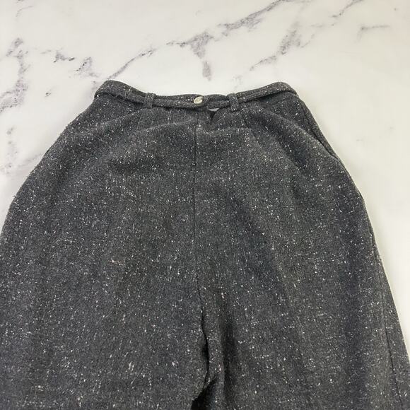 Synari Womens Vintage 80s Pleated Wool Pants Size 9 Gray Tweed Academia Tapered - Picture 9 of 12
